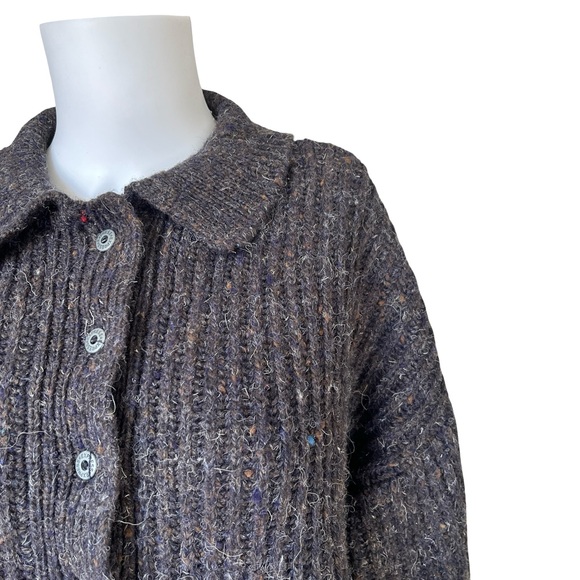 Vintage Limited Collared Sweater Charcoal Gray Ribbed Knit Neutral Size Large - Picture 5 of 10